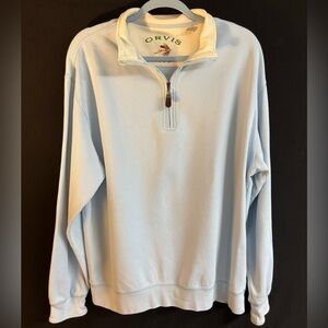 Orvis Men's Light Blue Quarter Zip Sweater Large